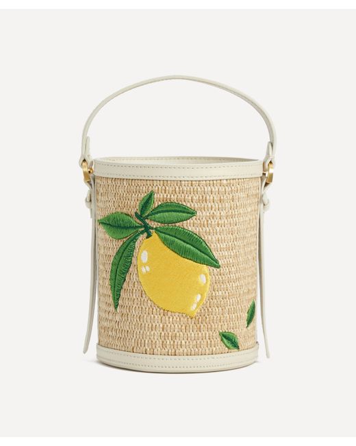Liberty White Women's Raffia Lemon Mini Bucket Bag One Size