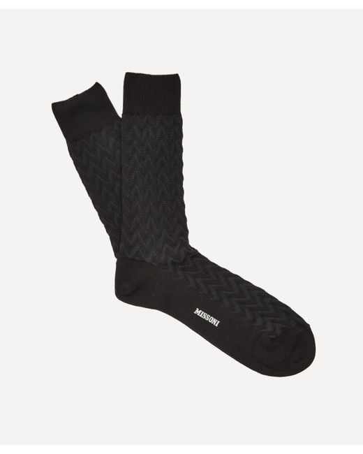 Missoni Black Mens Block Colour Zig-zag Socks for men