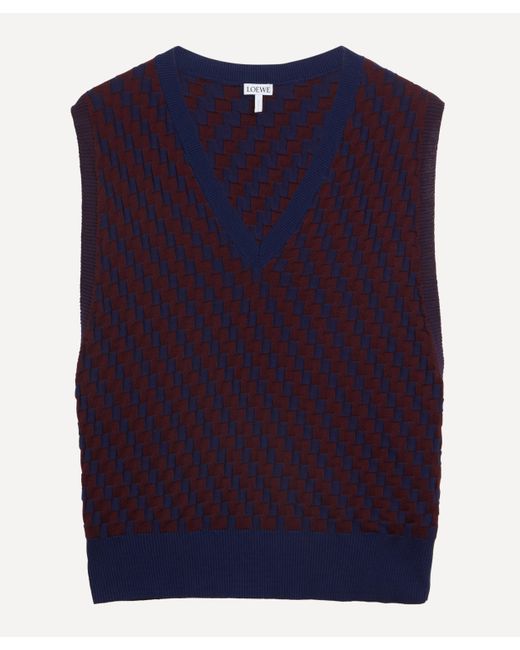 Loewe Blue Women's Two-tone Jacquard Cotton Knit Vest