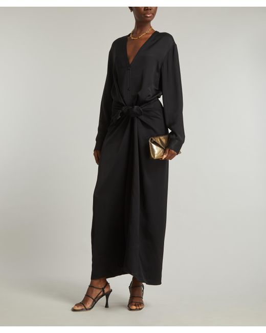 Totême  Black Women's Satin Knotted Dress 10