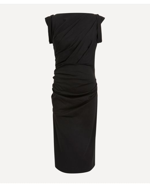 Dries Van Noten Black Women's Draped Cotton Jersey Dress