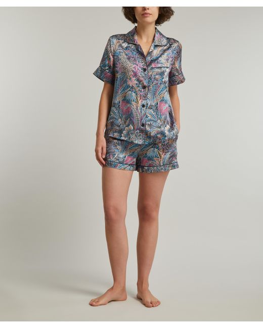 Liberty Blue Women's Adelphi Voyage Silk-satin Short-sleeve Pyjama Set