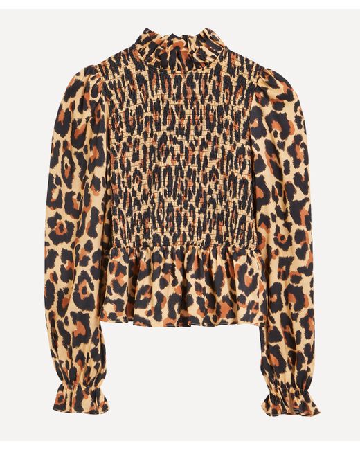 Kitri Multicolor Women's Darcie Leopard-print Shirred Top 8