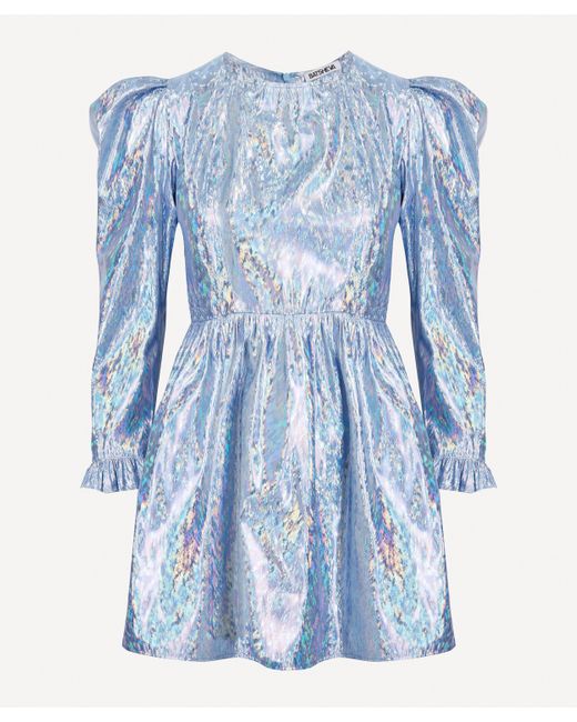 BATSHEVA Collarless Mini Prairie Dress in Blue | Lyst