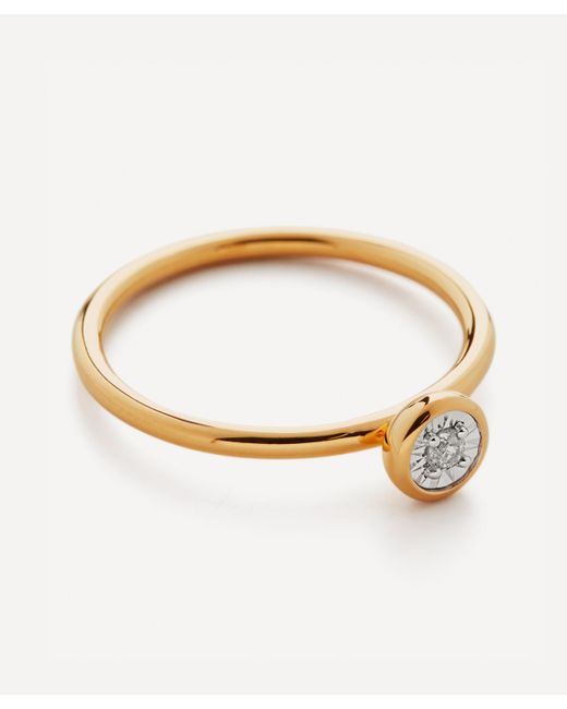 Monica Vinader Metallic 18ct Gold Plated Vermeil Silver Diamond Essential Ring
