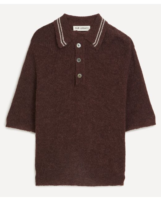 Our Legacy Brown Mens Traditional Polo In Euro Eggplant 38/48 for men