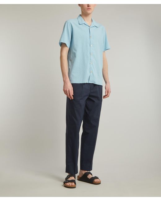 PS by Paul Smith Mens Blue Cotton Seersucker Short-sleeve Shirt for men