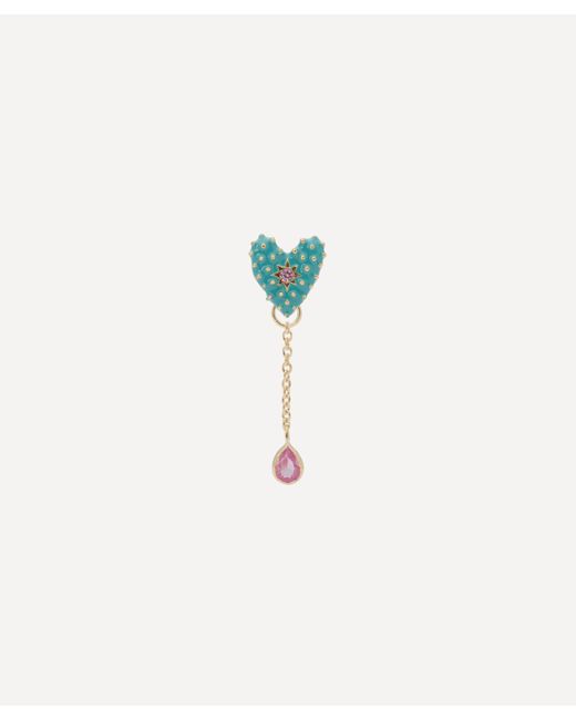 Anna + Nina Blue X Liberty Gold-plated Single Serene Love Chain Stud Earring