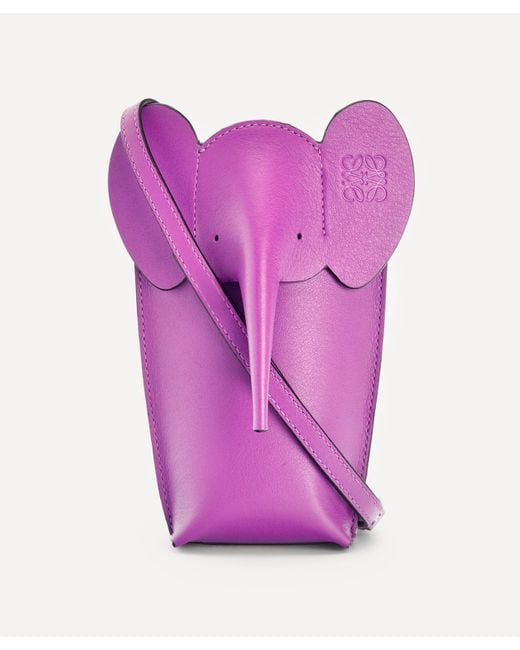 Loewe Elephant Pocket Leather Cross-body Pouch in Bright Purple (Purple ...
