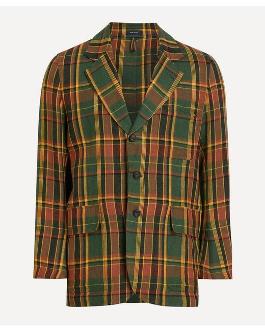 Drake's Green Madras Games Blazer for men