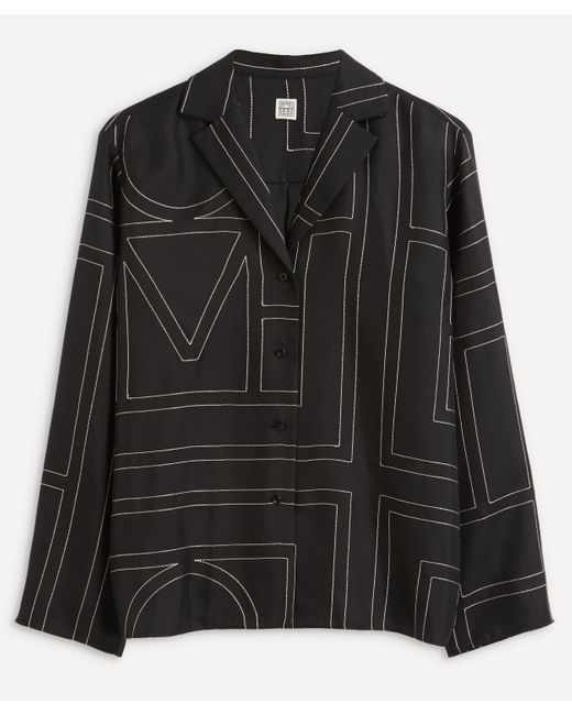 TotÃªme Monogram Silk Pyjama Shirt in Black | Lyst
