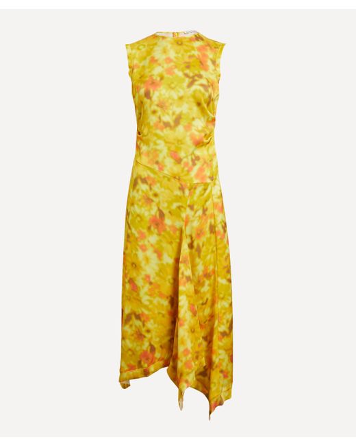 Acne Women's Yellow Printed Sleeveless Dress 8