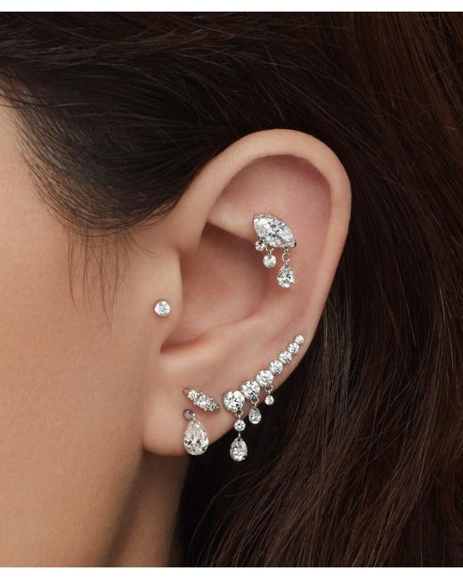 Scalloped Set Diamond Threaded Stud Earring