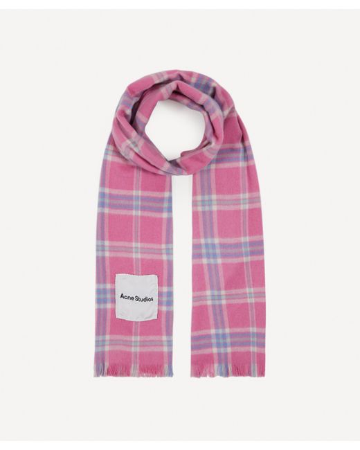 Acne Pink Women's Plaid Cashmere Scarf One Size