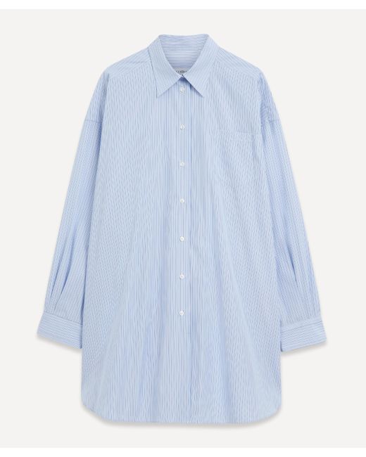 Maison Margiela Blue Women's Cotton Poplin Pinstripe Shirtdress