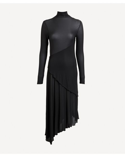 Paloma Wool Black Women's Celadom Long-sleeve Asymmetrical Dress