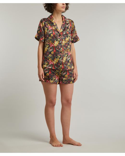 Liberty Black Women's Leopard Silk-satin Short-sleeve Pyjama Set Xl