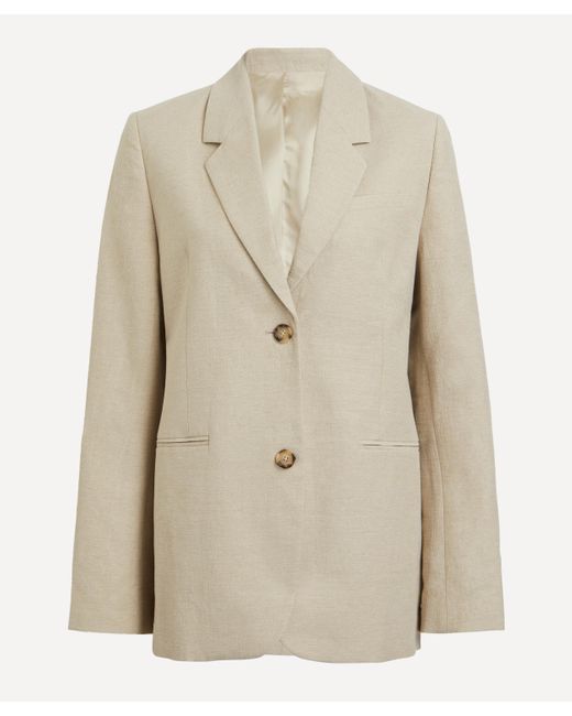 Totême  Natural Women's Linen Tailored Suit Jacket 10