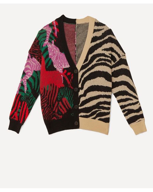 Farm Rio Red Mixed Zebra Prints Knit Cardigan