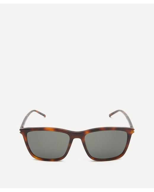 Saint Laurent Gray Square Havana Acetate Sunglasses