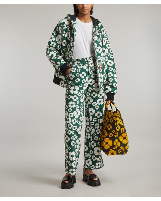 Marni Green Women's Floral Trousers