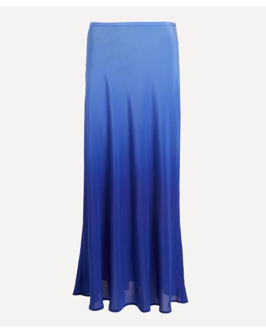 Rixo Women's Kelly Ombre Blue Silk Skirt
