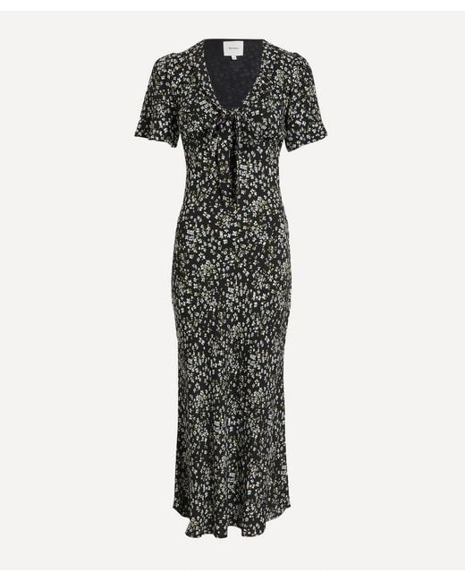 Reformation Black Tyra Midi Dress