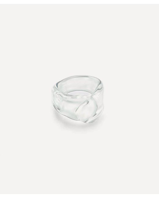 Annika Inez White Glassy Foldover Ring