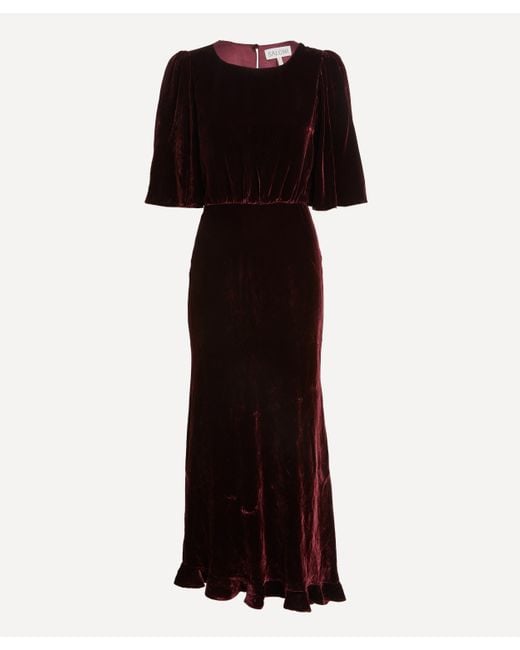 Saloni Black Women's Vida Burgundy Velvet Dress 8