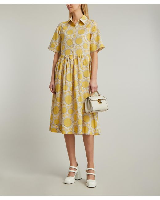 Liberty Yellow Women's Hello Sunshine Tana Lawn Cotton Gallery Shirtdress Xl