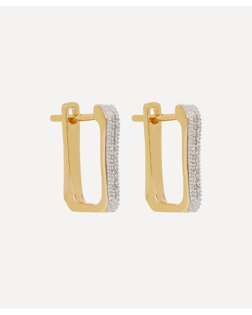 Monica Vinader Metallic Gold Plated Vermeil Silver Alta Capture Diamond Huggie Hoop Earrings