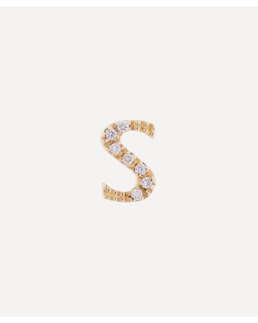 Liberty Metallic 9ct Gold Letter S Diamond Alphabet Single Stud Earring