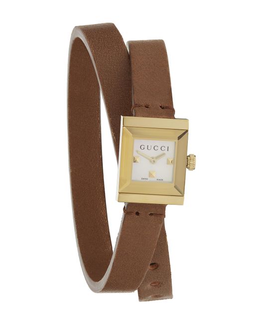 Gucci Brown G-frame Leather Watch