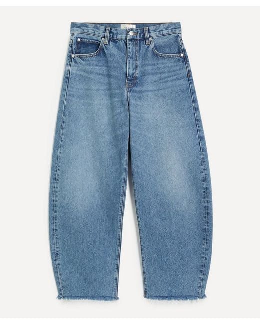 FRAME Blue The Bow High-Rise Barrel-Leg Jeans