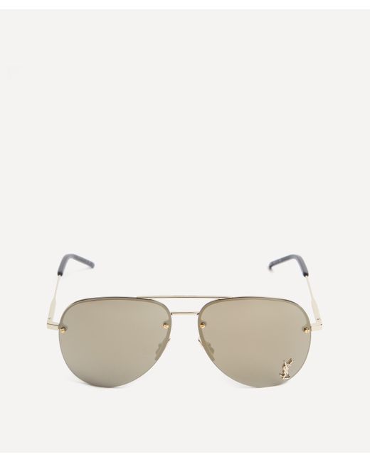 Saint Laurent Natural Mens Aviator Metal Sunglasses One Size for men