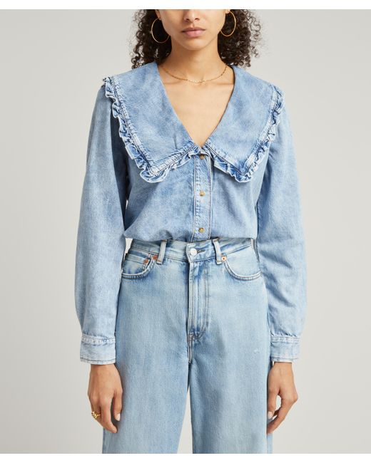 Ganni Lightweight Denim Shirt in Blue 