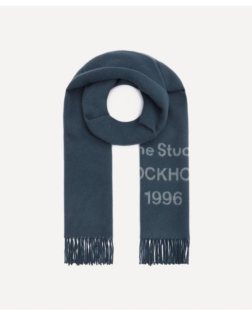 Acne Studios Men's Blue Logo Jacquard Scarf