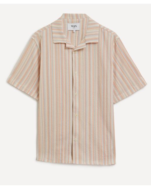 Wax London Natural Mens Didcot Short-sleeve Multi Pastel Stripe Shirt for men
