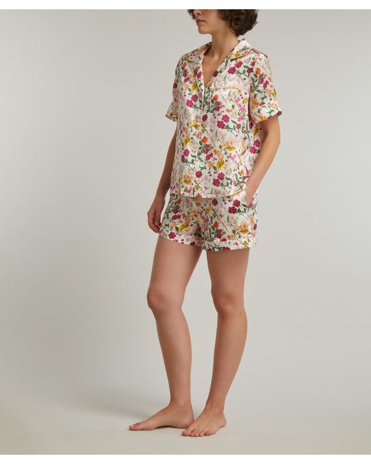 Liberty White Women's Silk-satin Short-sleeve Pyjama Set Xs