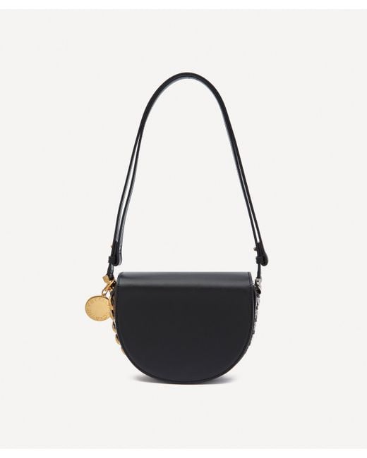 Stella McCartney Leather Frayme Small Flap Shoulder Bag in Black | Lyst