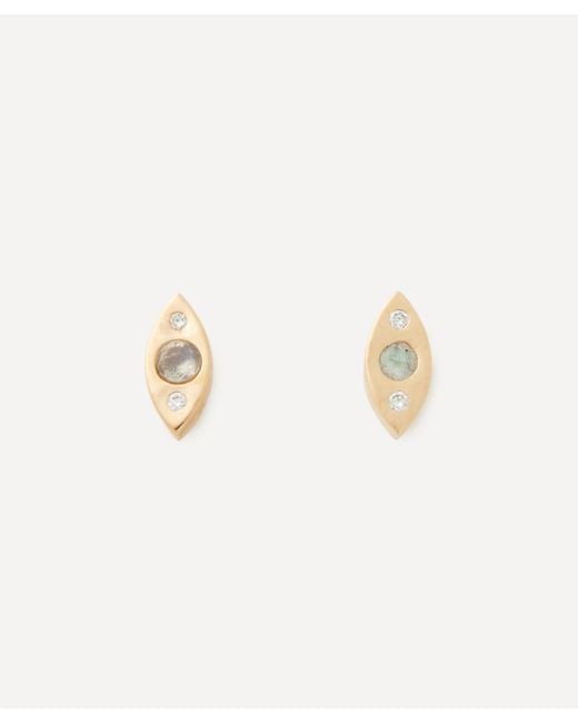 Melissa Joy Manning Natural 14ct Gold Mini Diamond And Quartz Stud Earrings One Size for men