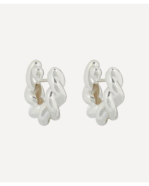 Annika Inez White Sterling Silver Small Twine Hoop Earrings One Size