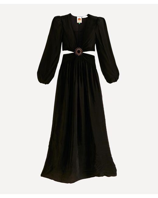 Farm Rio Women's Black Cut-out Long-sleeve Maxi-dress