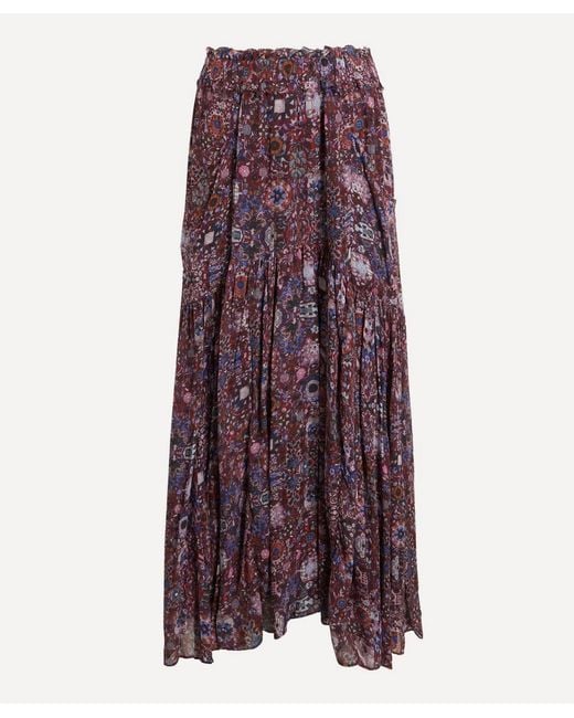 Isabel Marant Purple Besma Long Printed Georgette Skirt