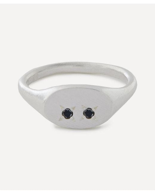 Seb Brown White Seb Sterling Oval Mask Signet Ring Luxury Christmas Gift / Present for men