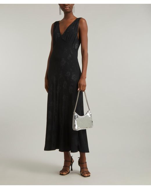 Rixo Black Women's Sandrine Floral-jacquard Satin Midi-dress Xl