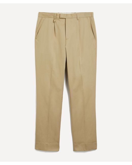PS by Paul Smith Natural Mens Pleated Cotton-blend Trousers 32 for men