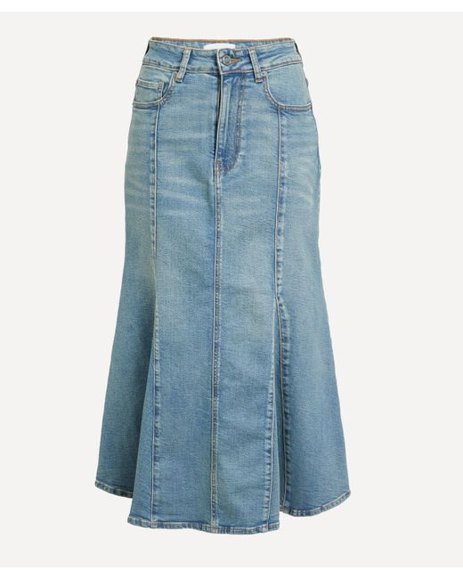 Ganni Blue Women's Tint Denim Peplum Midi Skirt 12