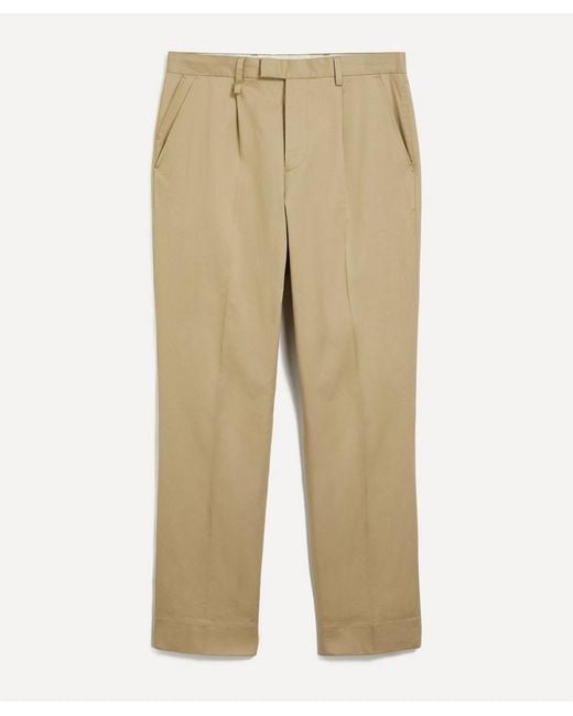 Paul Smith Natural Pleated Cotton-Blend Trousers for men