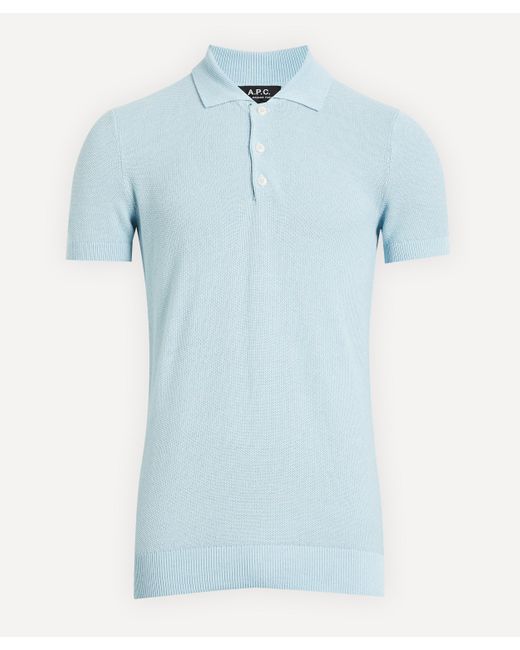 A.P.C. Linen Jude Knitted Polo-neck in Blue for Men - Lyst